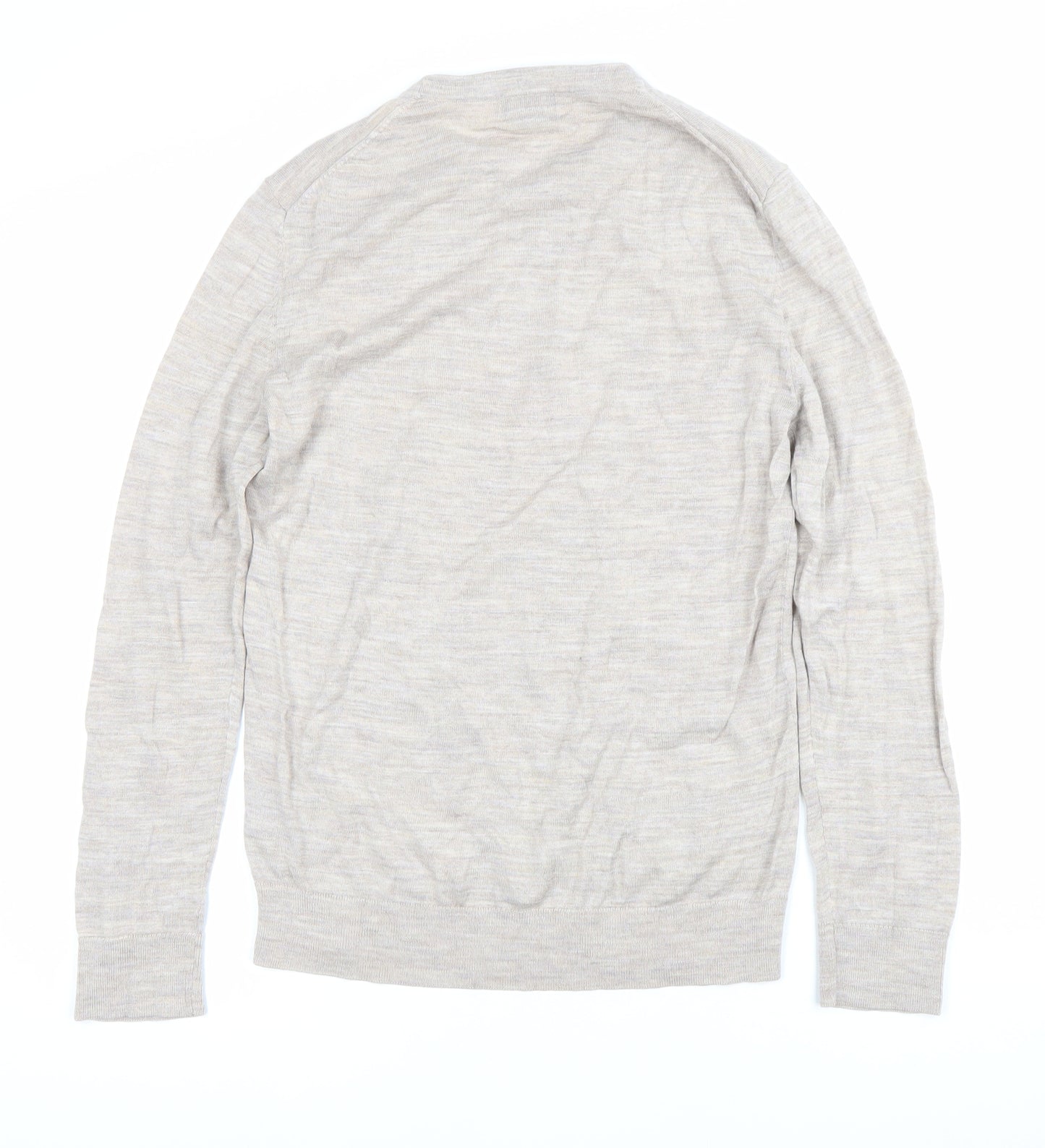 H&M Men’s Beige Wool Blend Crew Neck Jumper Size S
