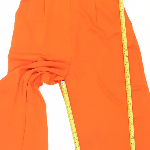 MNG Womens Orange Ruffle One Shoulder Wide-Leg Jumpsuit Size 8