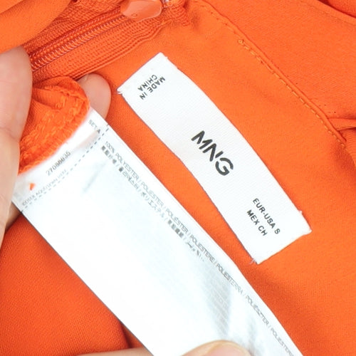 MNG Womens Orange Ruffle One Shoulder Wide-Leg Jumpsuit Size 8