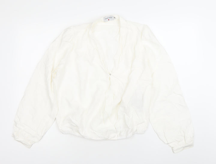 NAF NAF Women’s White Long Sleeve Wrap Blouse Size 12