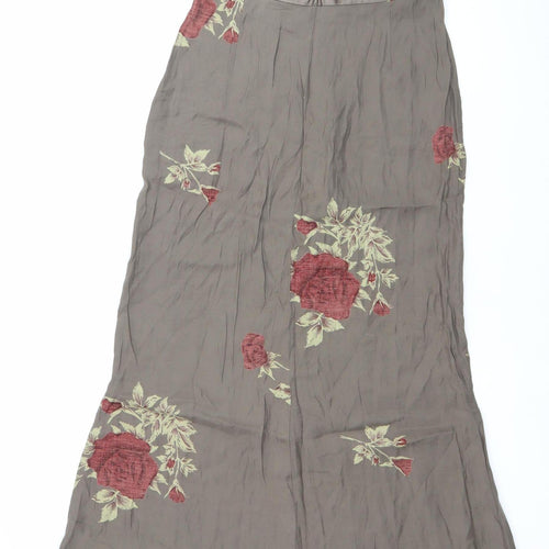 Marc O'Polo Women Brown Floral Midi A-Line Skirt Size 10 Viscose