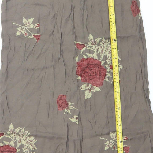 Marc O'Polo Women Brown Floral Midi A-Line Skirt Size 10 Viscose