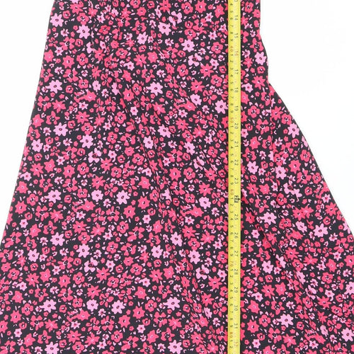 New Look Womens Pink Floral Wrap Midi Dress Size 10 Short Sleeve