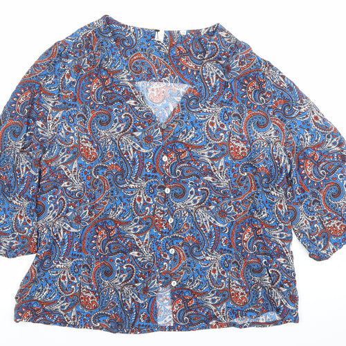 AND/OR Women’s Multicoloured Paisley Viscose Button-Up Blouse Size 12