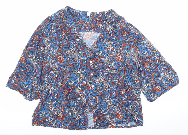 AND/OR Women’s Multicoloured Paisley Viscose Button-Up Blouse Size 12