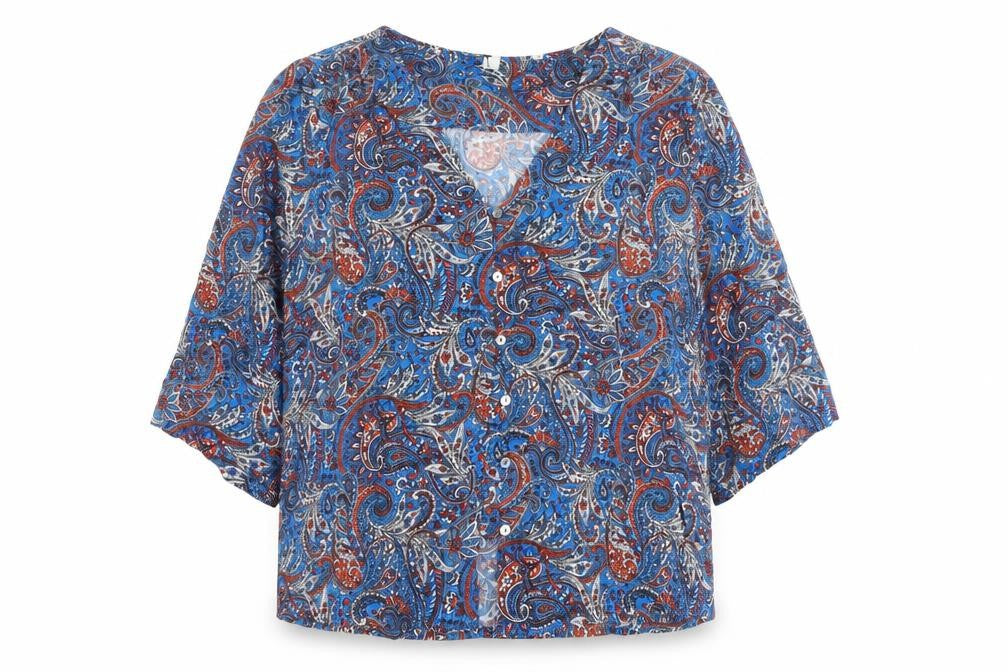 AND/OR Women’s Multicoloured Paisley Viscose Button-Up Blouse Size 12