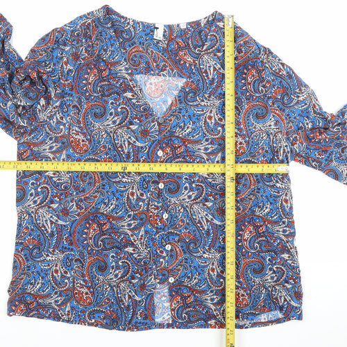 AND/OR Women’s Multicoloured Paisley Viscose Button-Up Blouse Size 12