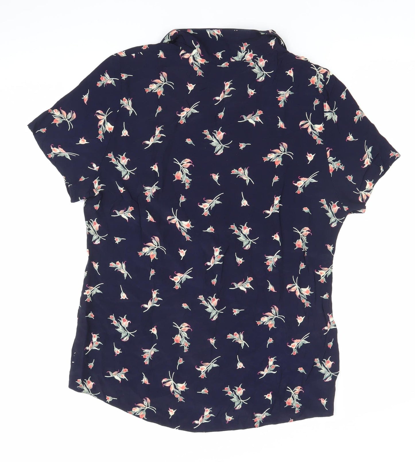 Marks and Spencer Women’s Blue Floral Button-Up Shirt Size 8