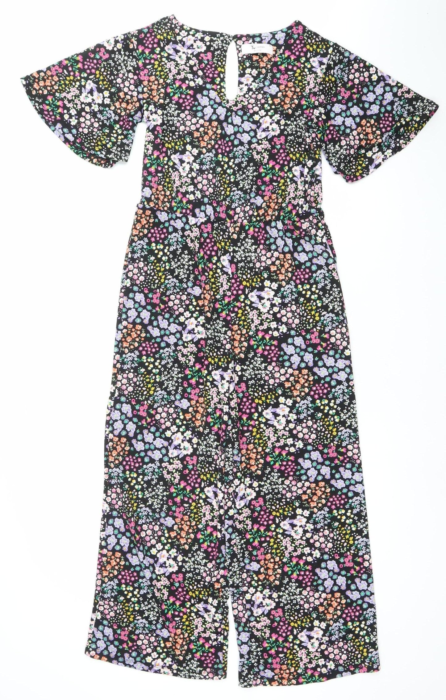 TU Women’s Multicoloured Floral Wide Leg Jumpsuit Size 4