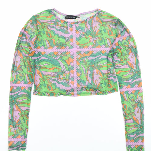PrettyLittleThing Women’s Multicoloured Mesh Cropped Blouse UK 10