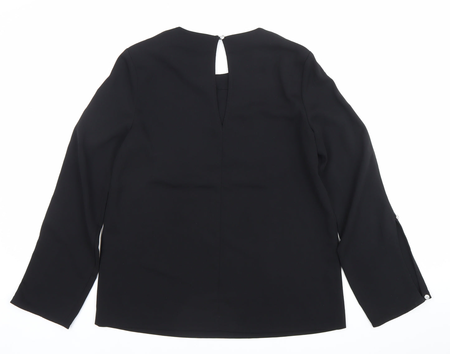 Warehouse Women’s Black Blouse UK 10 Long Sleeve Button Detail