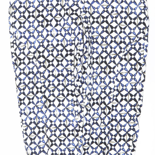 Wearhouse Womens Blue Geometric Slim Fit Zip Leggings Trousers Size Regular