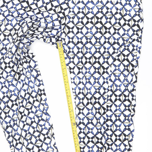 Wearhouse Womens Blue Geometric Slim Fit Zip Leggings Trousers Size Regular