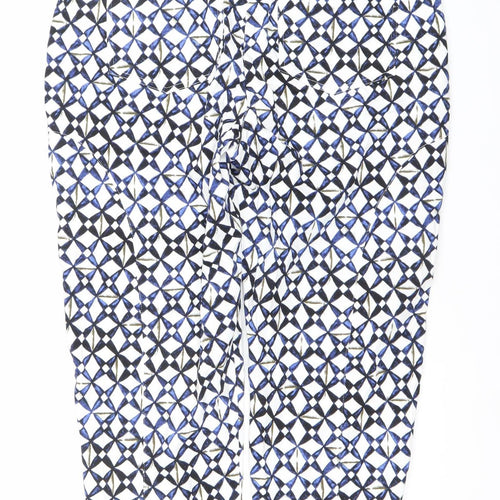 Wearhouse Womens Blue Geometric Slim Fit Zip Leggings Trousers Size Regular
