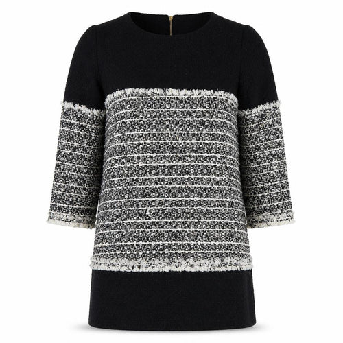 Parimeya Women Black White Grey Shift Knee Length Dress S