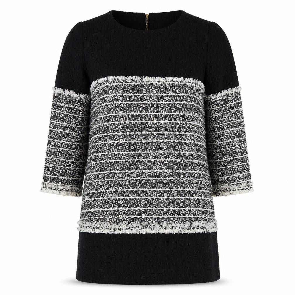 Parimeya Women Black White Grey Shift Knee Length Dress S