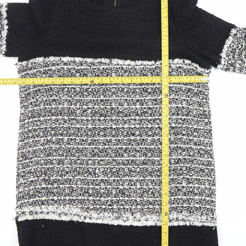Parimeya Women Black White Grey Shift Knee Length Dress S