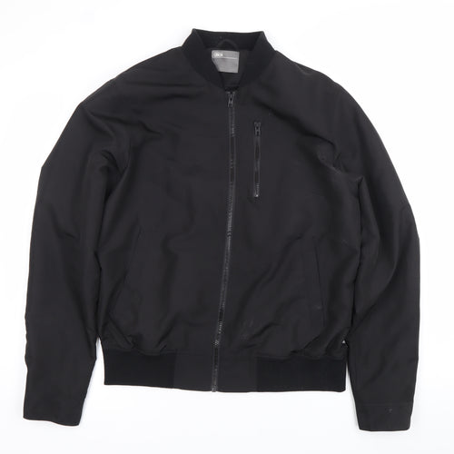ASOS Men Black Bomber Jacket Size M 38-40" Regular Fit Polyester