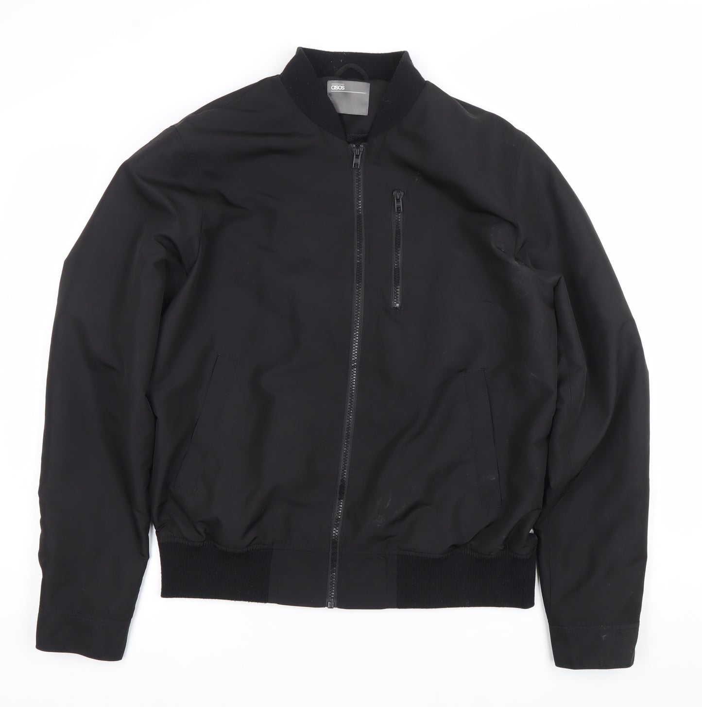 ASOS Men Black Bomber Jacket Size M 38-40" Regular Fit Polyester