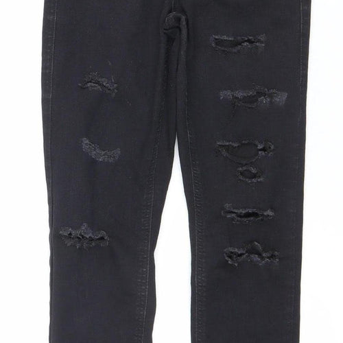 Topshop Womens Black Skinny Distressed Jeans W25 L28 Size 8