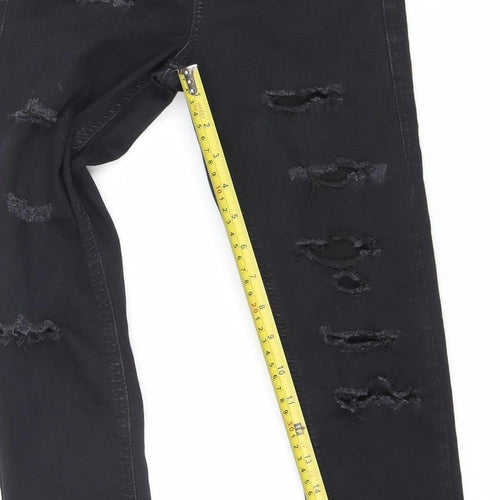 Topshop Womens Black Skinny Distressed Jeans W25 L28 Size 8