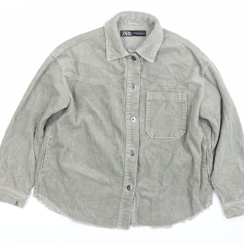 Zara Womens Green XS Corduroy Jacket Button Down Casual