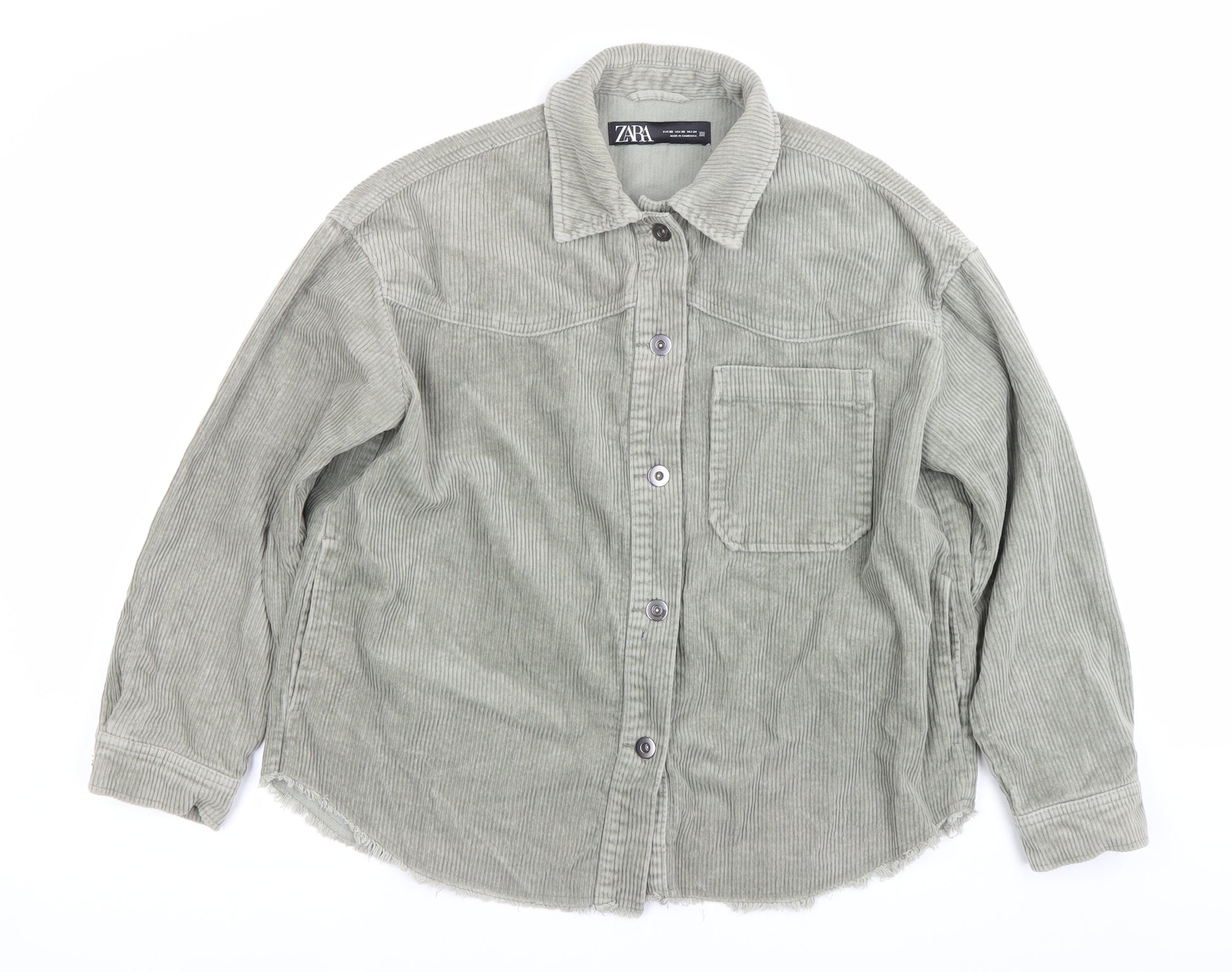 Zara Corduroy Shirt Corduroy Jacket Womens Green Zara Women's Size