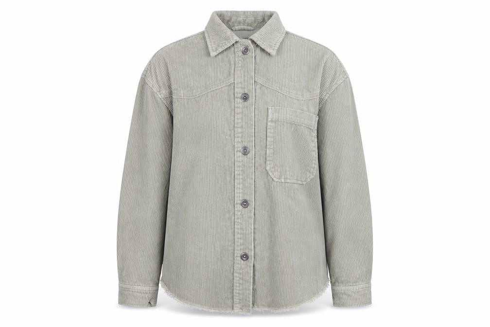 Front view of Zara women’s green xs corduroy jacket button down casual