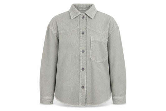Front view of Zara women’s green xs corduroy jacket button down casual