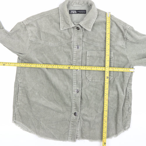 Zara Womens Green XS Corduroy Jacket Button Down Casual