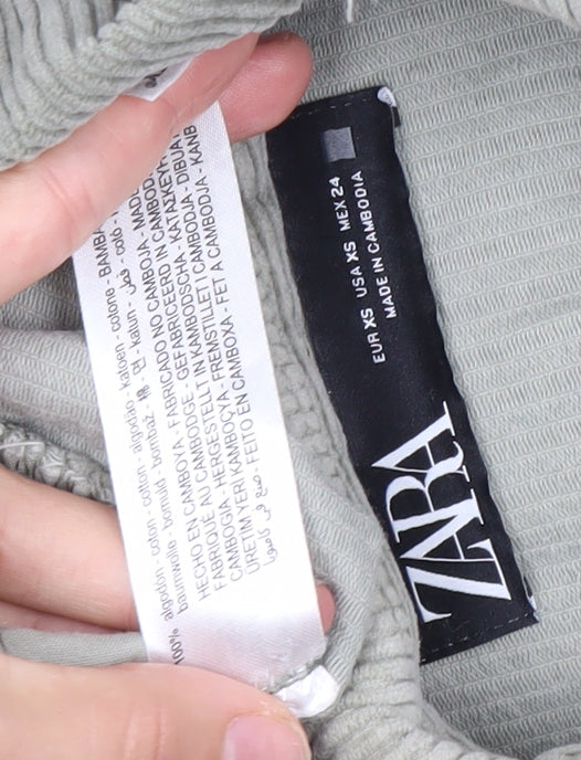 Zara Womens Green XS Corduroy Jacket Button Down Casual