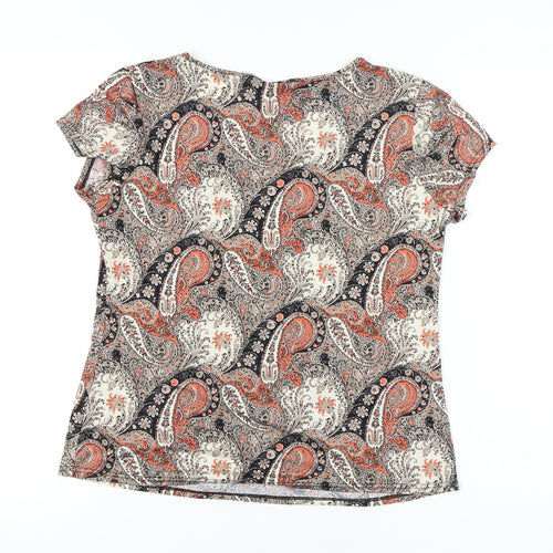 Roman Women’s Multicoloured Paisley Beaded Scoop Neck T-Shirt Size 14