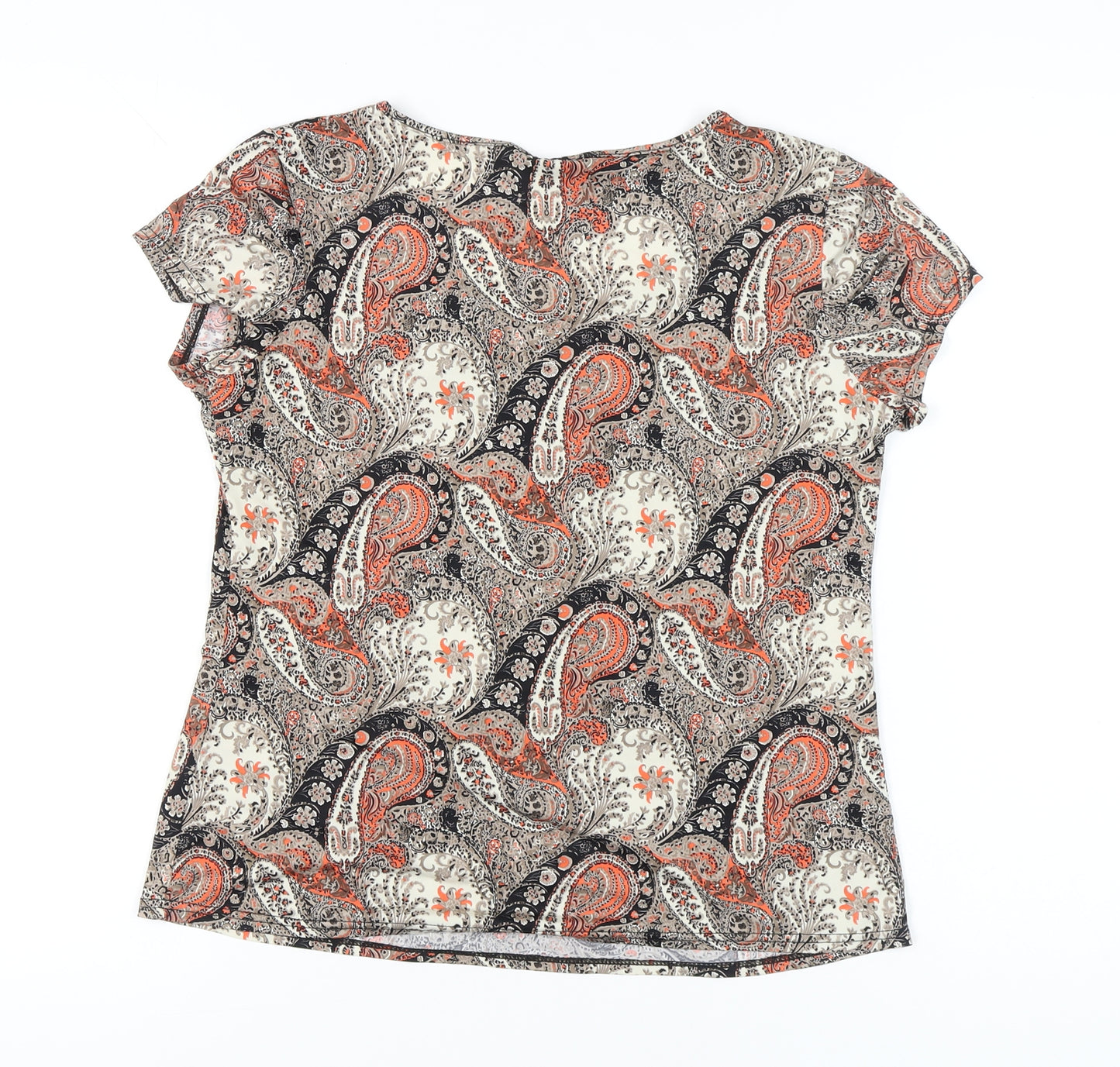 Roman Women’s Multicoloured Paisley Beaded Scoop Neck T-Shirt Size 14