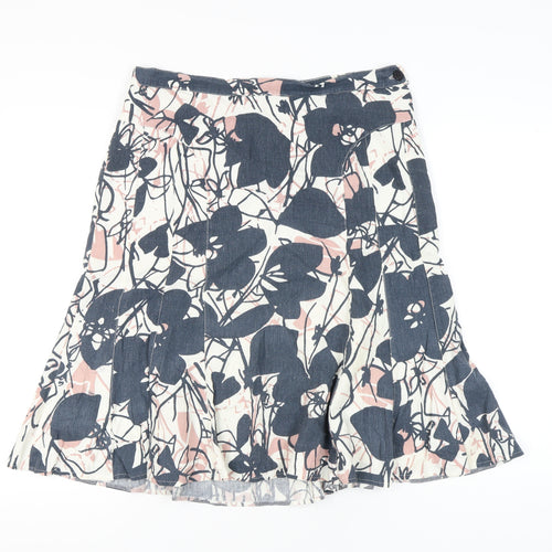 Papaya Women’s Multicoloured Floral A-Line Linen Skirt Size 14