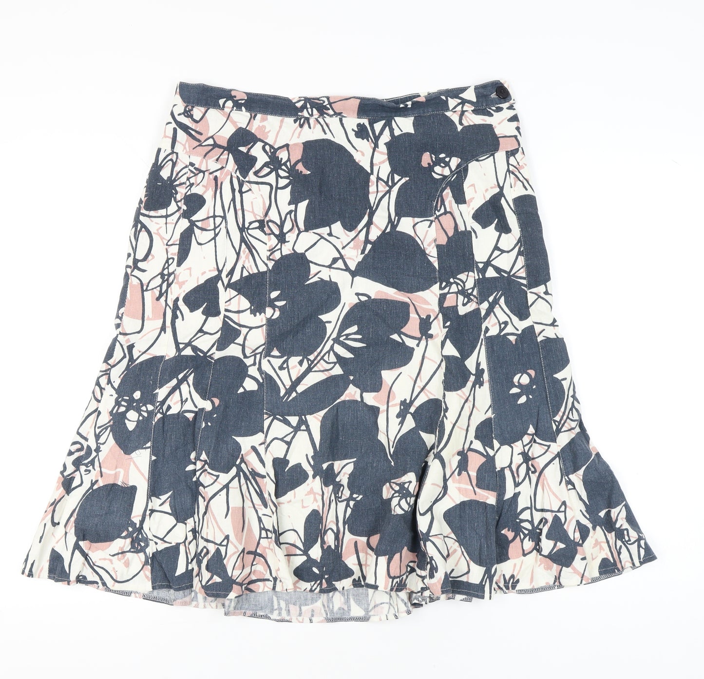 Papaya Women’s Multicoloured Floral A-Line Linen Skirt Size 14