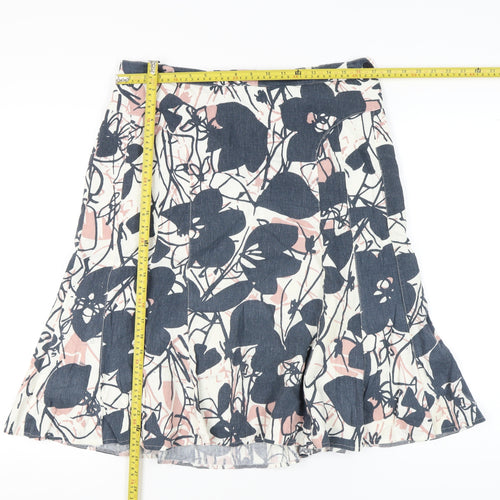 Papaya Women’s Multicoloured Floral A-Line Linen Skirt Size 14