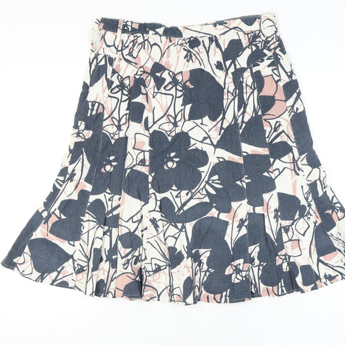 Papaya Women’s Multicoloured Floral A-Line Linen Skirt Size 14