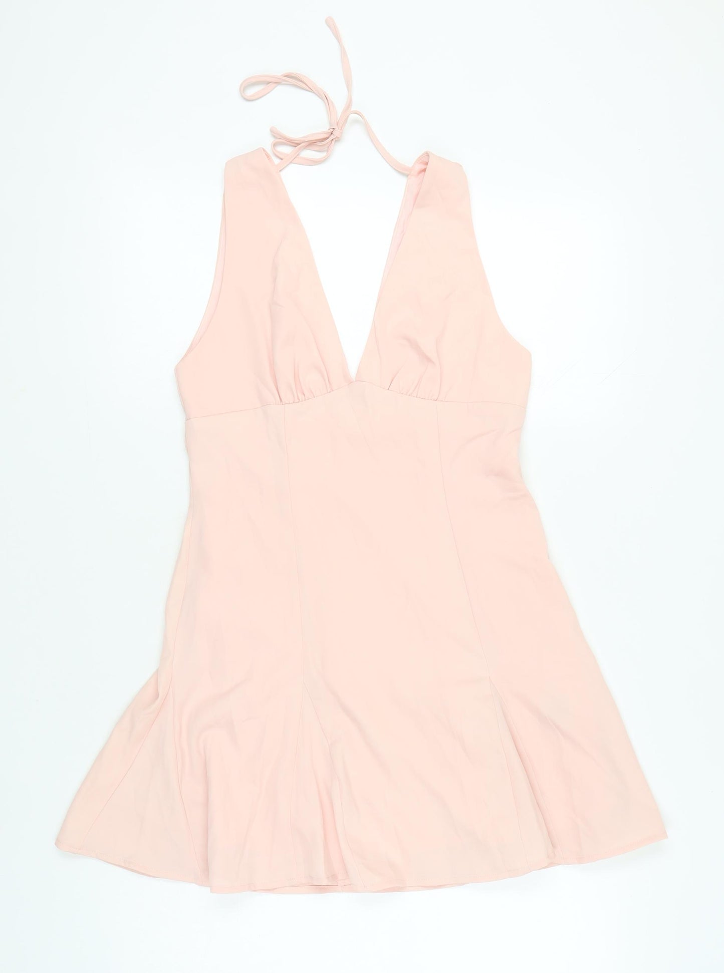 Cider Women Pink Halter Slip Dress Size S Short Backless