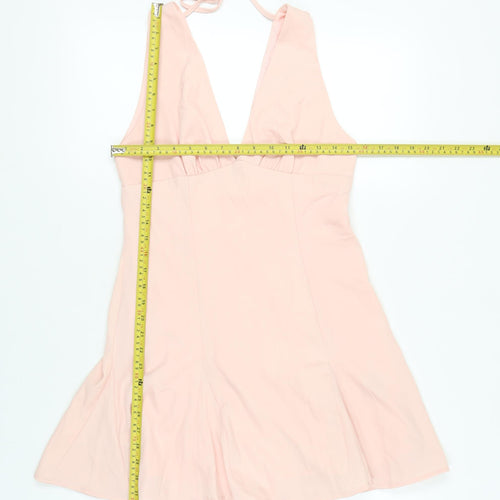 Cider Women Pink Halter Slip Dress Size S Short Backless