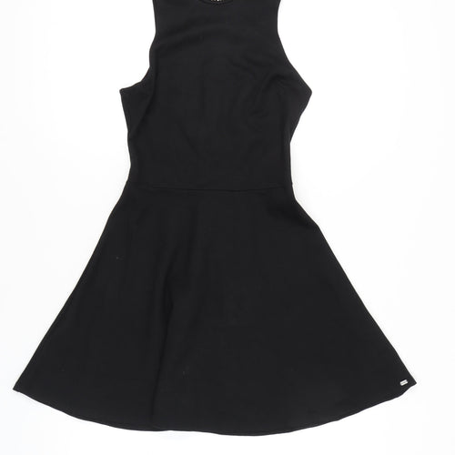 Superdry Womens Black XS A-Line Sleeveless Embellished Neck Dress