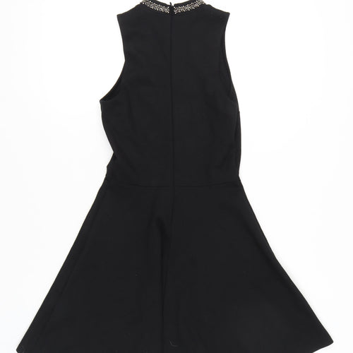 Superdry Womens Black XS A-Line Sleeveless Embellished Neck Dress