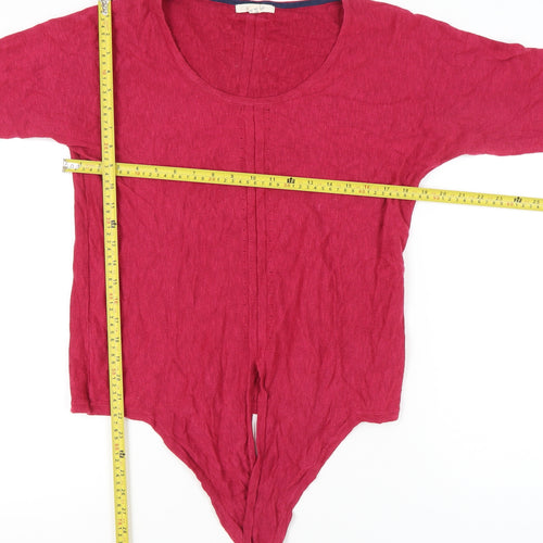 White Stuff Women Red Cotton Tunic Jumper UK 10 Scoop Neck 3/4 Sleeve