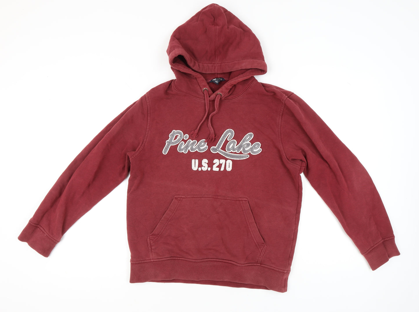 H&M Women’s Red Pullover Hoodie M Pine Lake Logo Cotton Blend