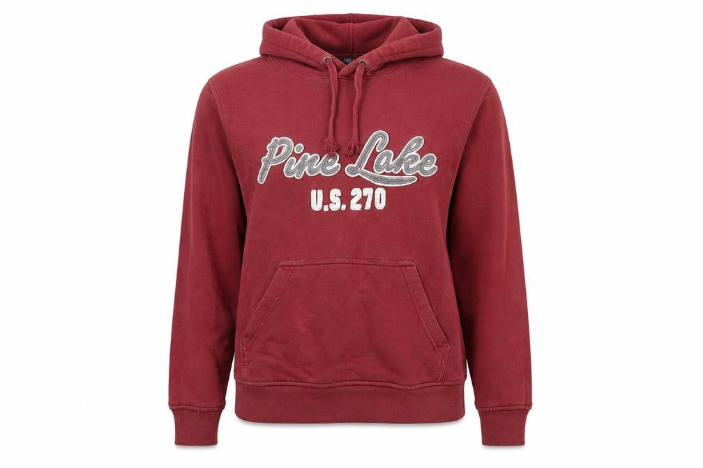 H&M Women’s Red Pullover Hoodie M Pine Lake Logo Cotton Blend