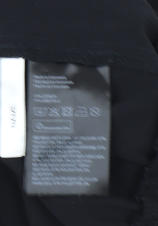 H&M Teens Black Long Sleeve Ruffle Blouse Size 14 Polyester