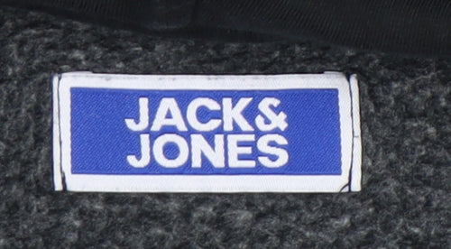 Jack & Jones Boys Black Pullover Hoodie Size 152 Long Sleeve Logo Print