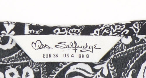 Miss Selfridge Women’s Black 3/4 Sleeve Tunic Blouse Size 8
