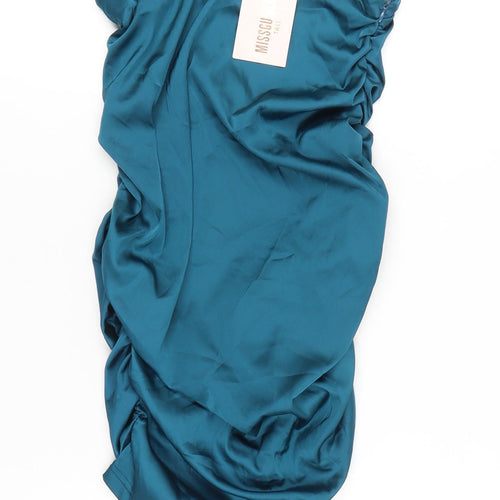 Missguided Women Tall Blue Satin Wrap Midi Skirt Size 10 Party Cocktail