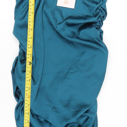 Missguided Women Tall Blue Satin Wrap Midi Skirt Size 10 Party Cocktail
