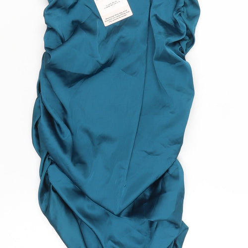 Missguided Women Tall Blue Satin Wrap Midi Skirt Size 10 Party Cocktail
